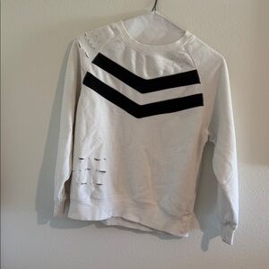 Forever 21 White and Black Crewneck Sweater
